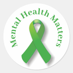 Mental Health Awareness And Green Ribbon Classic Round Sticker