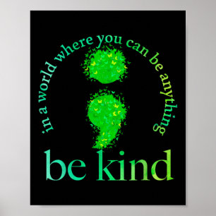Mental Health Awareness Be Kind Green Butterfly Se Poster