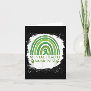 Mental Health Awareness Bleached Rainbow Green Rib Card