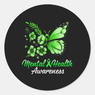 Mental Health Awareness Butterfly 1 Classic Round Sticker