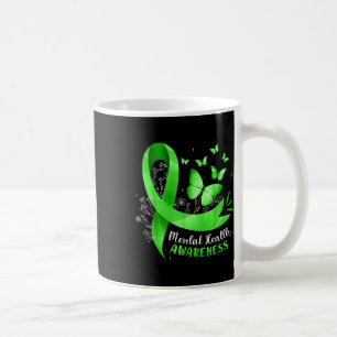 Mental Health Awareness Butterfly Green Ribbon Wom Coffee Mug