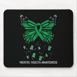 Mental Health Awareness Butterfly Ribbon Women Gir Mouse Mat