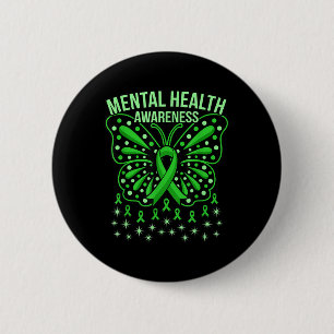 Mental Health Awareness Butterfly Ribbons Supporte 6 Cm Round Badge