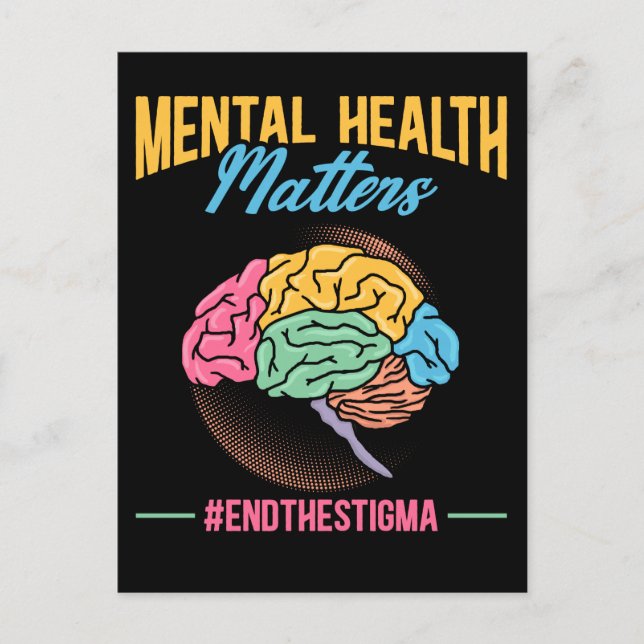 Mental Health Awareness Colourful Brain Postcard (Front)