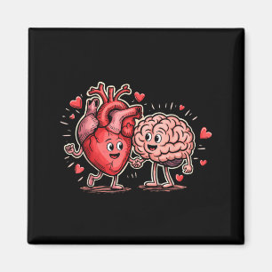 Mental Health Awareness Cute Brain Heart Magnet