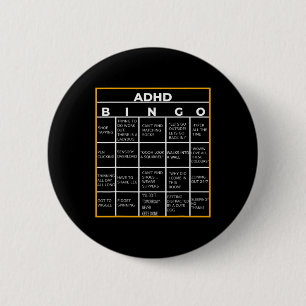 Mental Health Awareness Day Adhd Bingo Fun Gift 6 Cm Round Badge