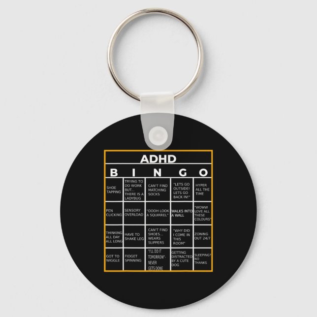 Mental Health Awareness Day Adhd Bingo Fun Gift  Key Ring (Front)