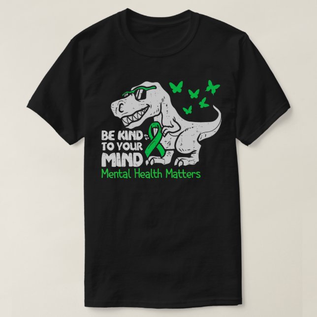 Mental Health Awareness Dino Funny Toddler Boy Cut T-Shirt (Design Front)
