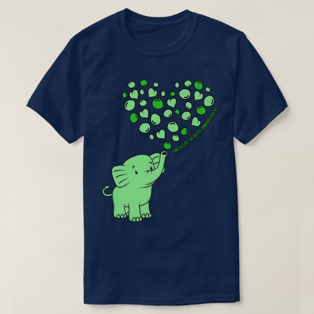 Mental Health Awareness Elephant Hearts Supporter  T-Shirt (Design Front)