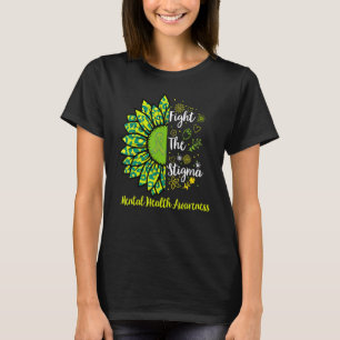 Mental Health Awareness Fight Stigma Leopard Sunfl T-Shirt