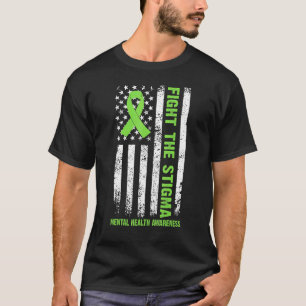 Mental Health Awareness Fight Stigma Us Flag T-Shirt
