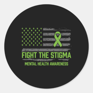Mental Health Awareness Fight The Stigma Mental He Classic Round Sticker