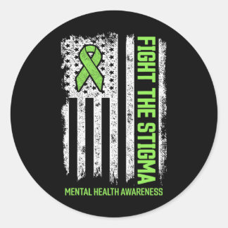 Mental Health Awareness Fight The Stigma Mental He Classic Round Sticker