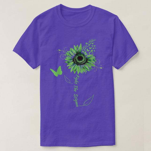 Mental Health Awareness Fight The Stigma Sunflower T-Shirt (Design Front)
