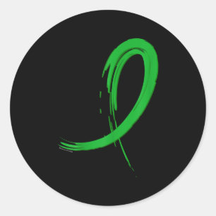 Mental Health Awareness Green Graffiti Ribbon  Classic Round Sticker