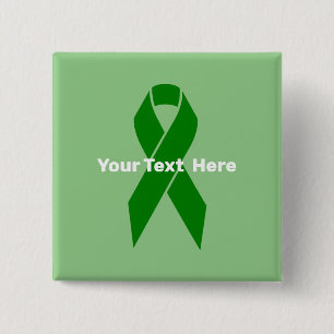 Mental Health Awareness Green Ribbon 15 Cm Square Badge