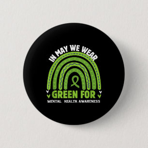 Mental Health Awareness Green Ribbon 6 Cm Round Badge