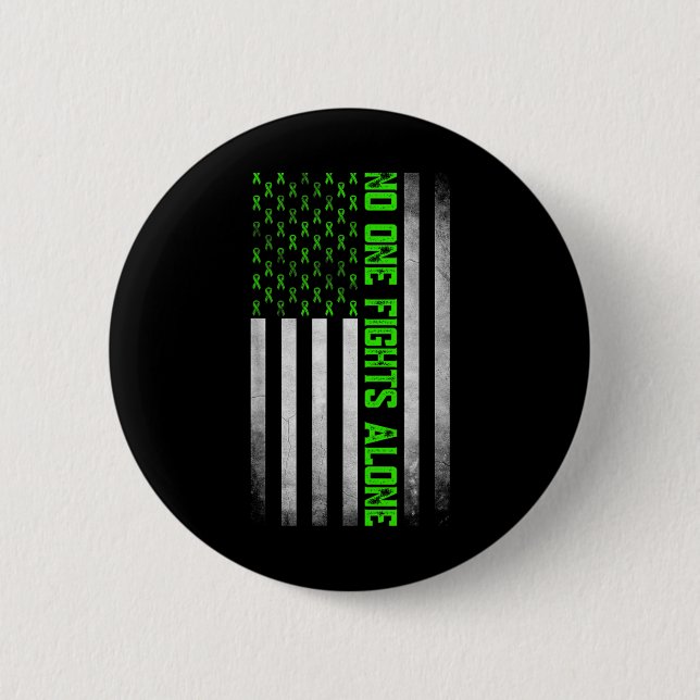 Mental Health Awareness Green Ribbon American Flag 6 Cm Round Badge (Front)