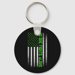 Mental Health Awareness Green Ribbon American Flag Key Ring