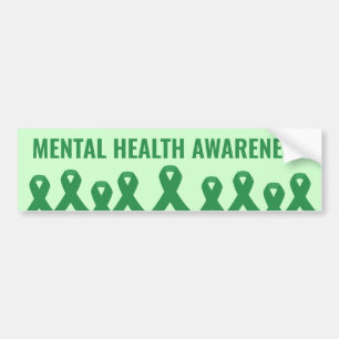 Mental Health Awareness Green Ribbon Bumper Sticker