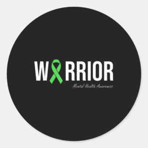 Mental Health Awareness Green Ribbon Classic Round Sticker