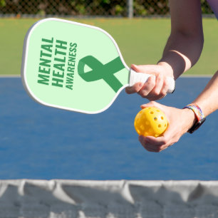 Mental Health Awareness Green Ribbon Pickleball Paddle