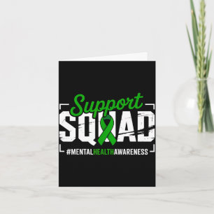 Mental health awareness green ribbon support squad card