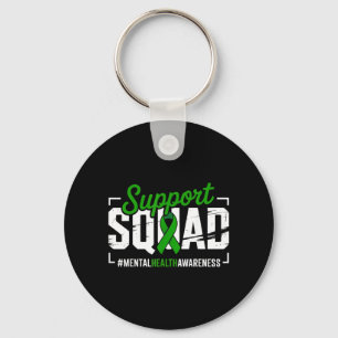 Mental Health Awareness Green Ribbon Support Squad Key Ring