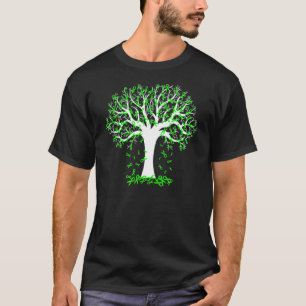 Mental Health Awareness Green Ribbon Tree Anxiety T-Shirt
