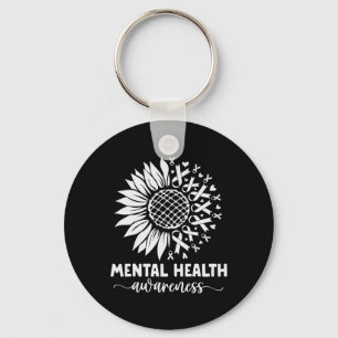 Mental Health Awareness Green Sunflower Women Ment Key Ring