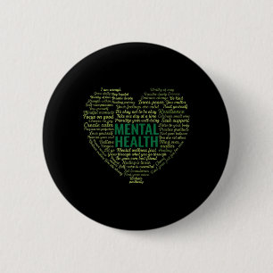 Mental Health Awareness Heart 6 Cm Round Badge