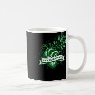 Mental Health Awareness Heart Butterflies Green St Coffee Mug
