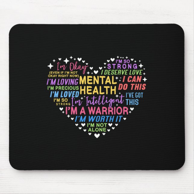 Mental Health Awareness Heart Mouse Mat (Front)
