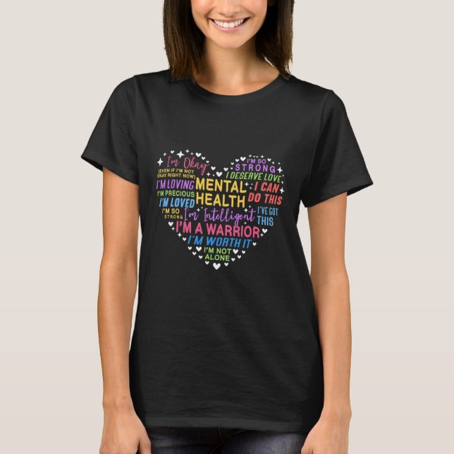 Mental Health Awareness Heart  T-Shirt (Front)