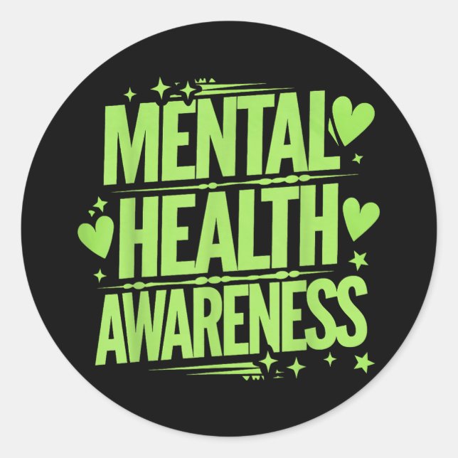 Mental Health Awareness Hearts Stars Support Tee A Classic Round Sticker (Front)