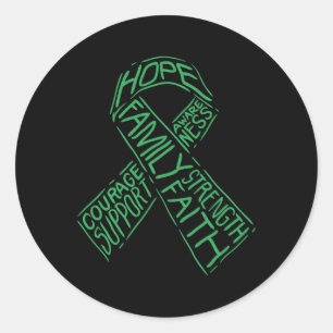 Mental Health Awareness Illness Green Ribbon Words Classic Round Sticker