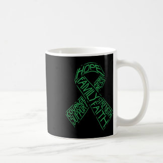 Mental Health Awareness Illness Green Ribbon Words Coffee Mug