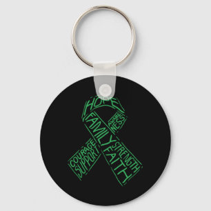 Mental Health Awareness Illness Green Ribbon Words Key Ring