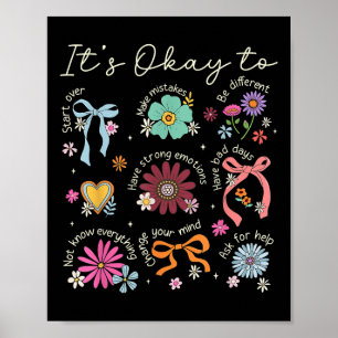 Mental Health Awareness Its Okay To Boho Floral Co Poster