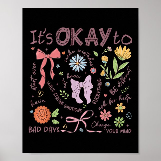 Mental Health Awareness Its Okay To Boho Floral Co Poster (Front)