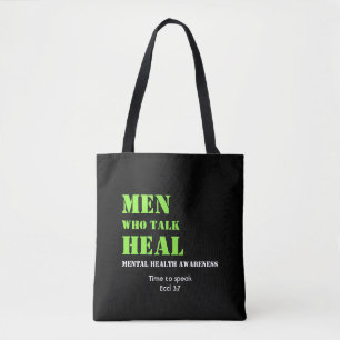 Mental Health Awareness MEN WHO TALK HEAL Custom Tote Bag