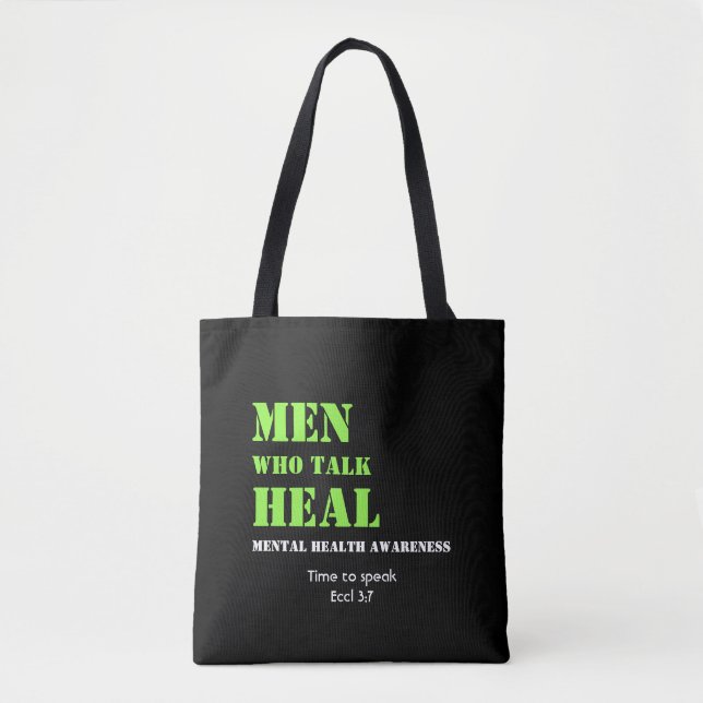 Mental Health Awareness MEN WHO TALK HEAL Custom Tote Bag (Front)