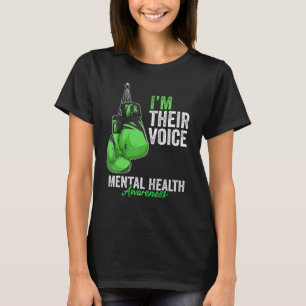 Mental Health Awareness Month Boxing Gloves Green  T-Shirt