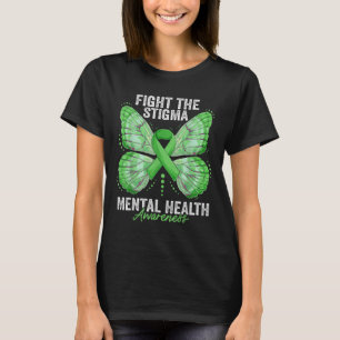 Mental Health Awareness Month Butterfly Light Gree T-Shirt