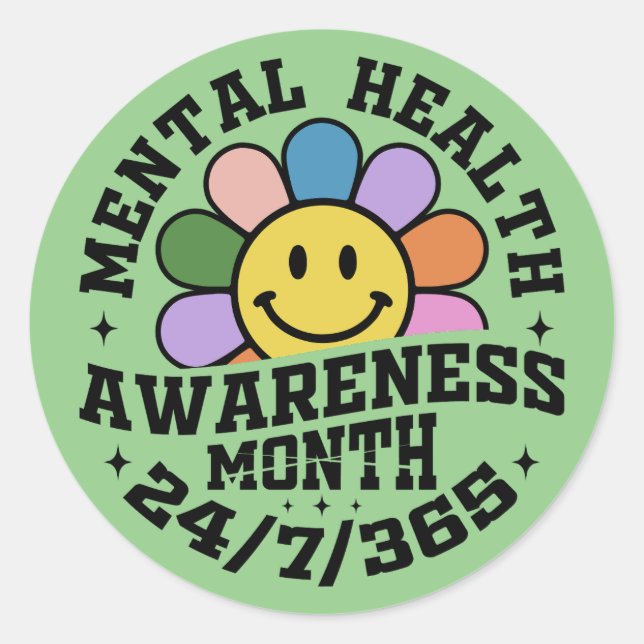 Mental Health Awareness Month Classic Round Sticker (Front)