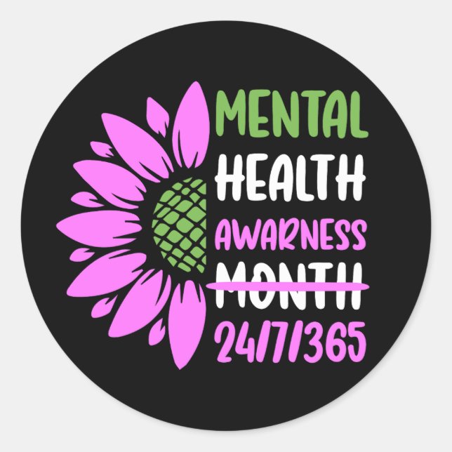 Mental Health Awareness Month Classic Round Sticker (Front)
