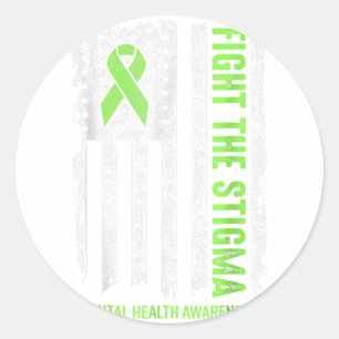 Mental Health Awareness Month Fight The Stigma Men Classic Round Sticker