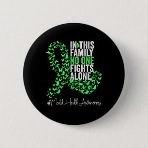 Mental Health Awareness Month Green Ribbon Butterf 6 Cm Round Badge