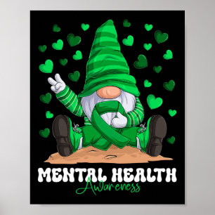 Mental Health Awareness Month Green Ribbon Gnome  Poster