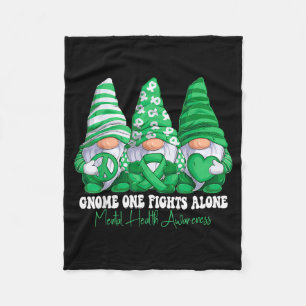 Mental Health Awareness Month Green Ribbon Gnomies Fleece Blanket